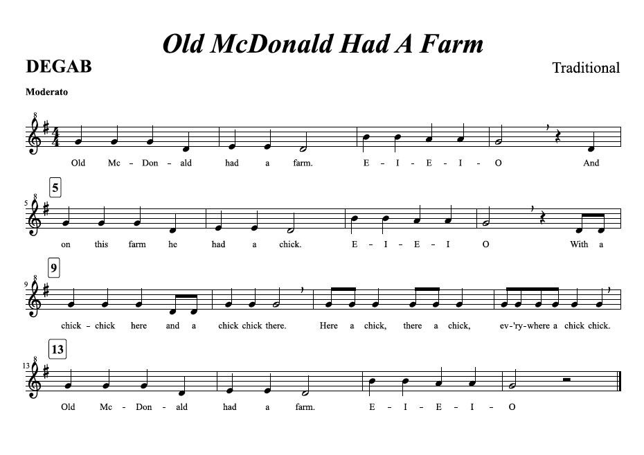 PDF Old MacDonald Song ... Old MacDonald has a farm PDF Télécharger ...